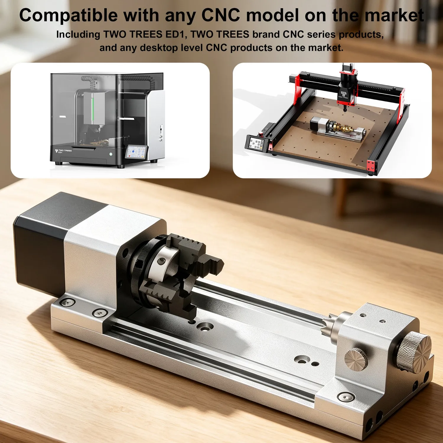 Two Trees ED1 4-akset rotary modul CNC til træ