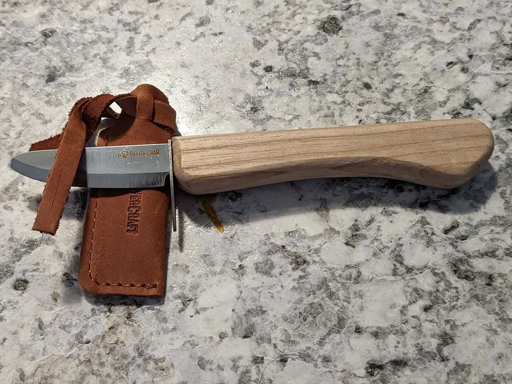 BeaverCraft C1 snittekniv børn afrundet spids læderskede