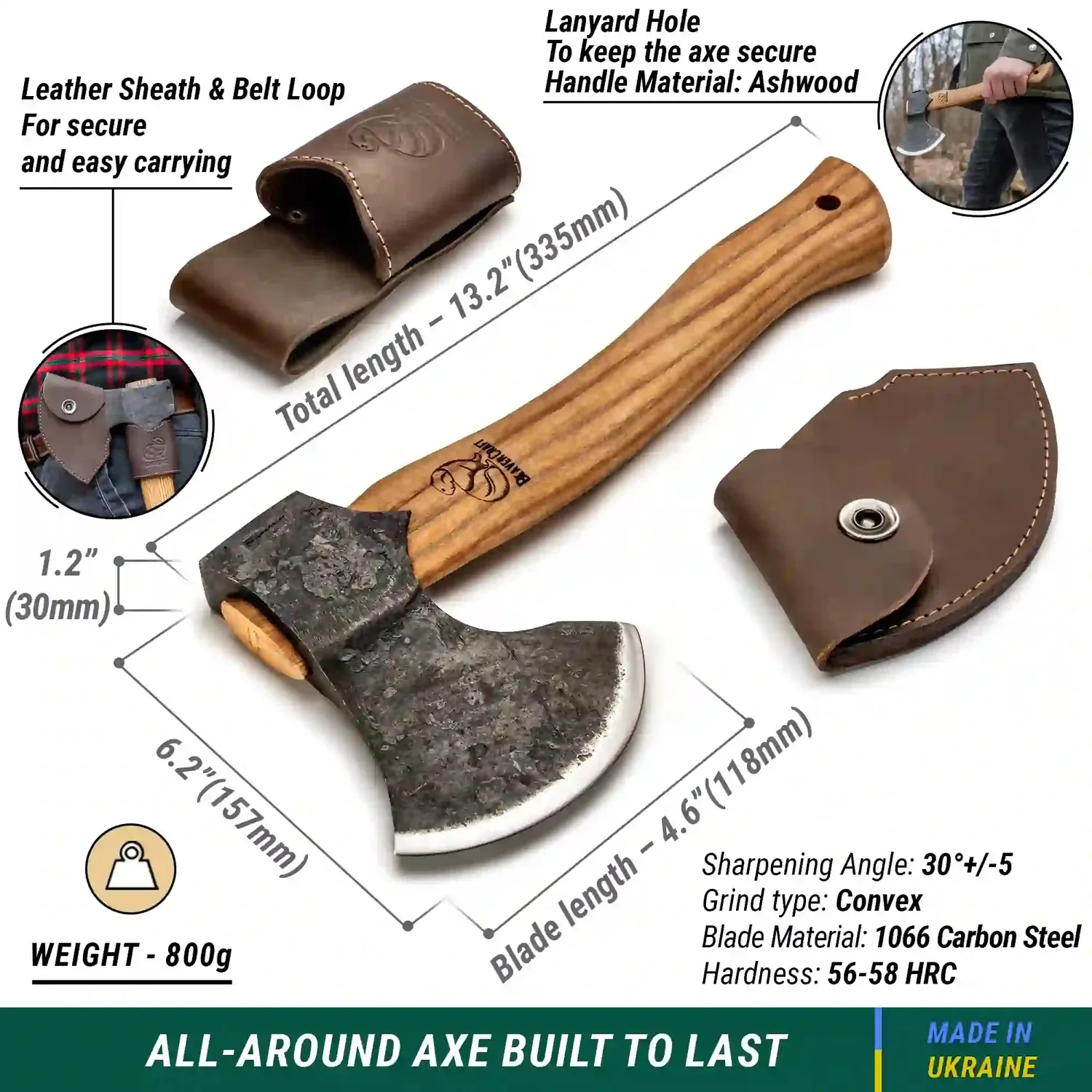 BeaverCraft Woodcraft AX3 håndøkse kulstofstål