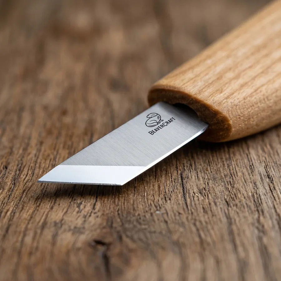 BeaverCraft C12 chipcarvingkniv skrå klinge dybe snit