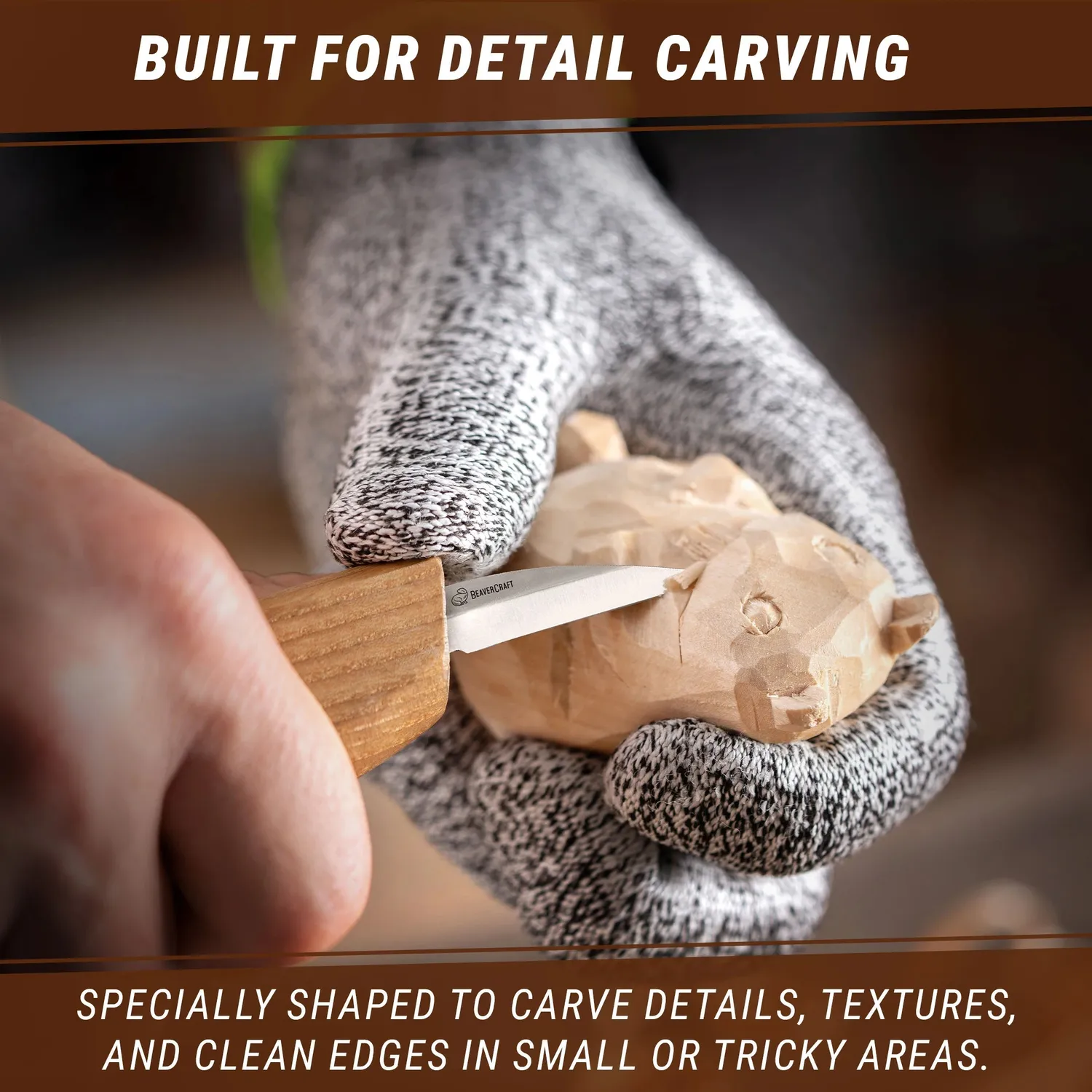 BeaverCraft C15 detaljekniv fin spids ask