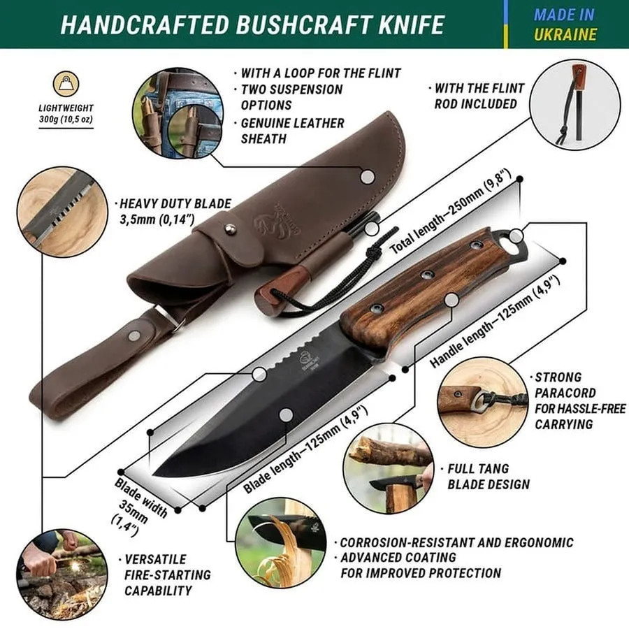 BeaverCraft Dusk bushcraftkniv carbon med ildstål