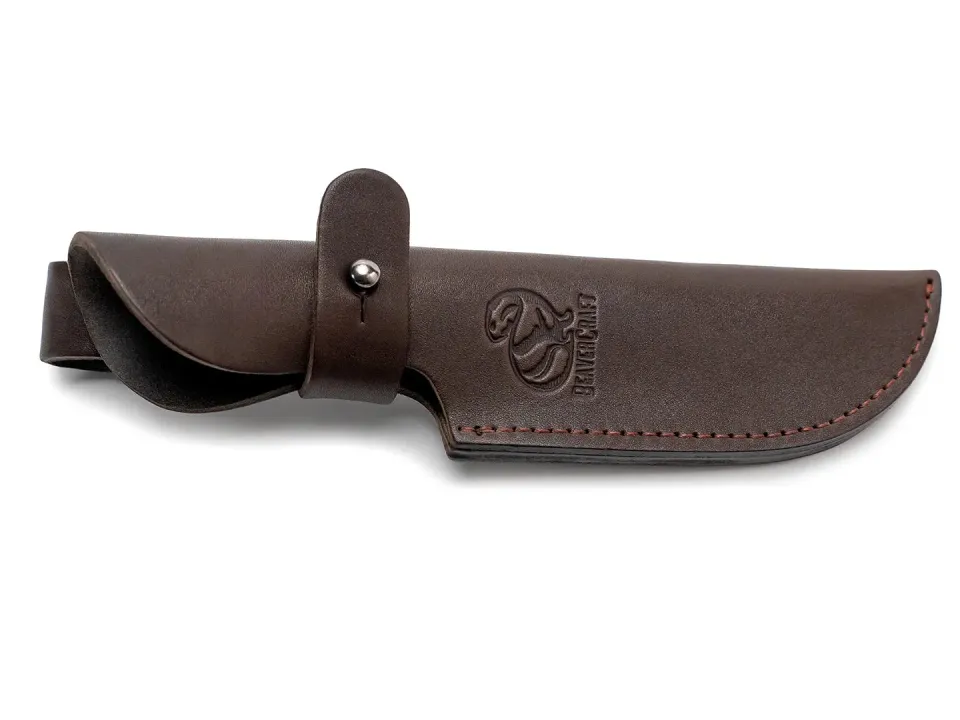BeaverCraft Breeze knivskede i læder mørkebrun 210 mm