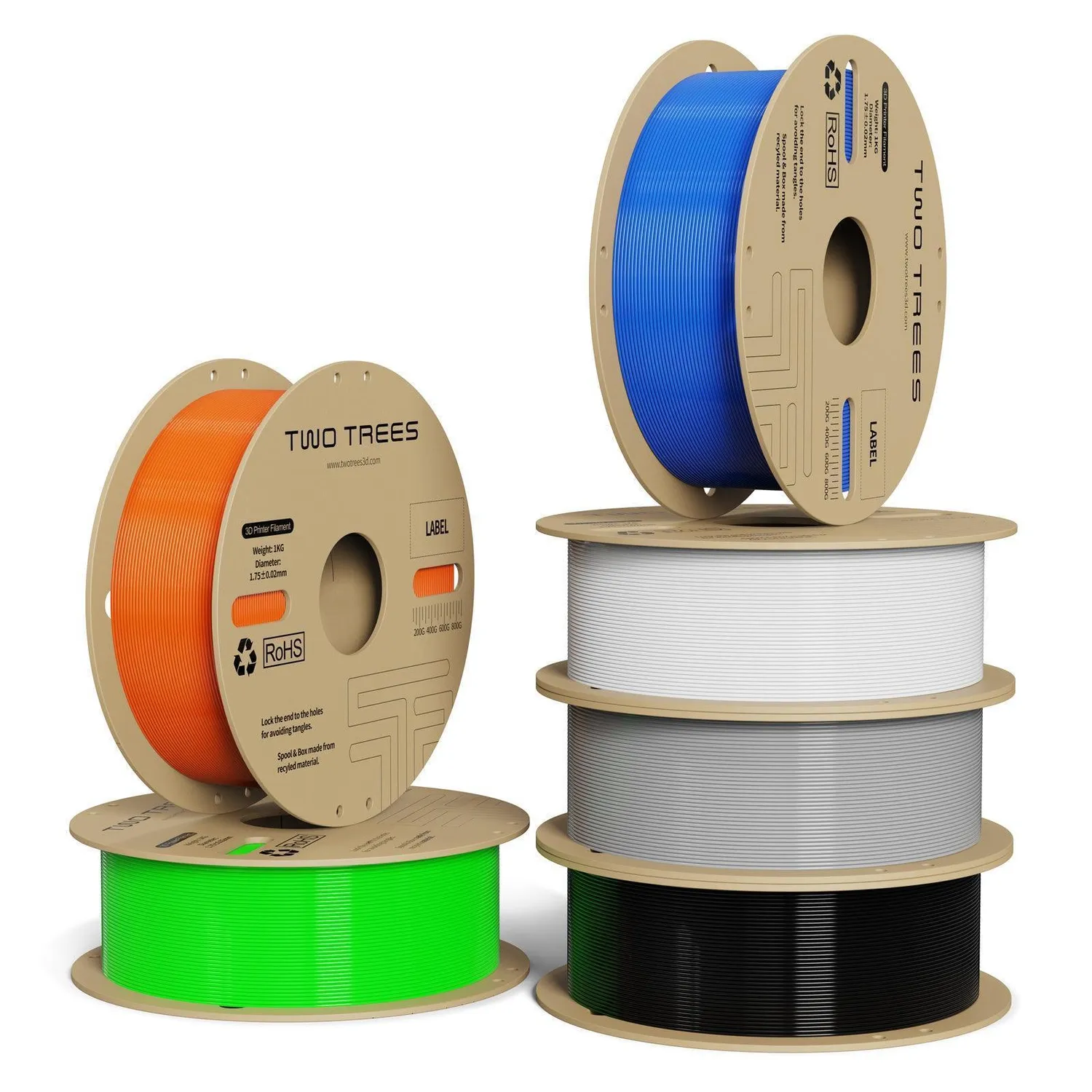 TWO TREES High-Speed PLA filament 10 kg sort 600 mm/s