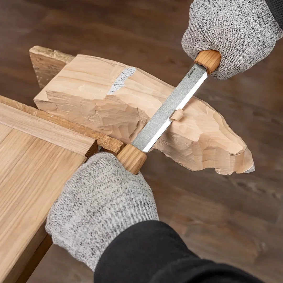 BeaverCraft trækkniv med læderskede kulstofstål
