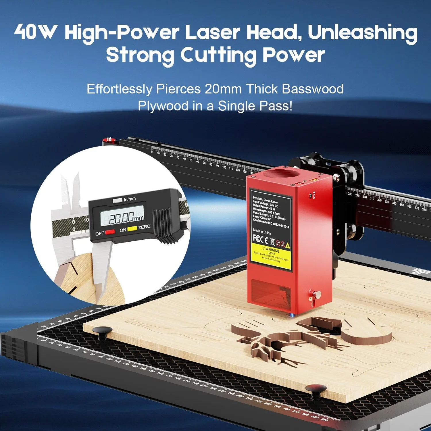 TWO TREES TS2-40W lasergraver US-stik 40W