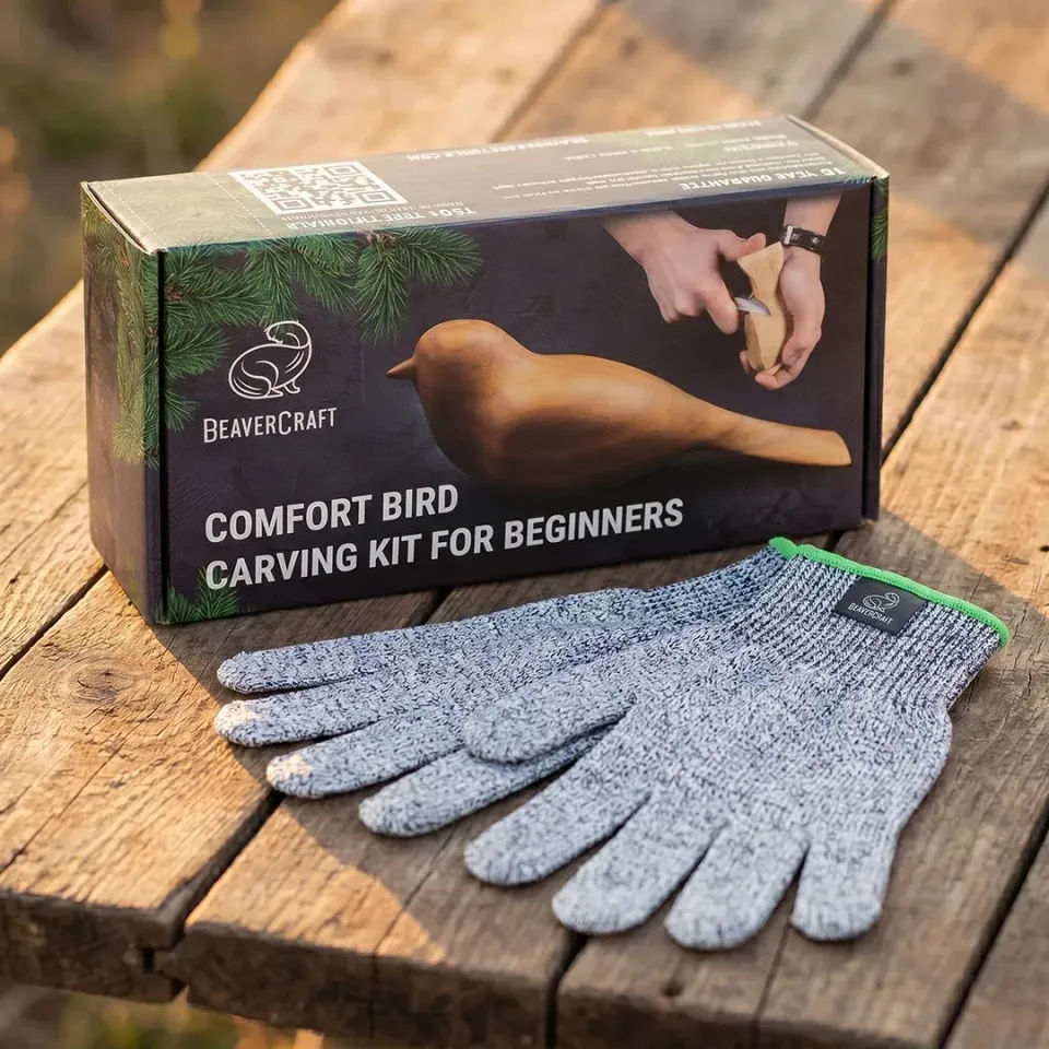 BeaverCraft DIY01 Comfort Bird snittesæt med handsker S