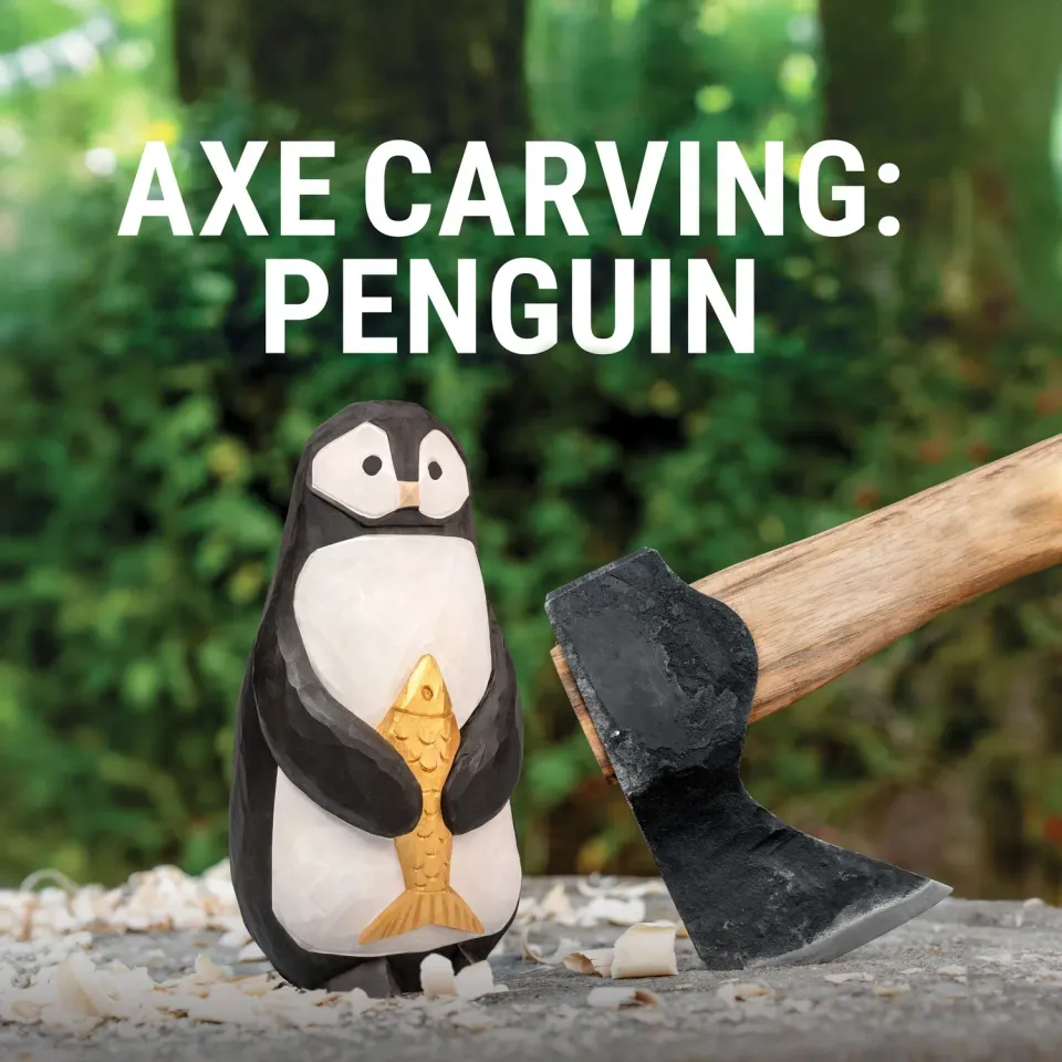 BeaverCraft Penguin skæremønster PDF øksesnitning
