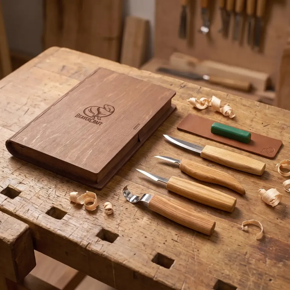 BeaverCraft Book ske snitsæt 4 dele asketræ