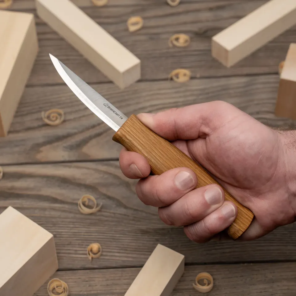 BeaverCraft C4S snittekniv med læderskede