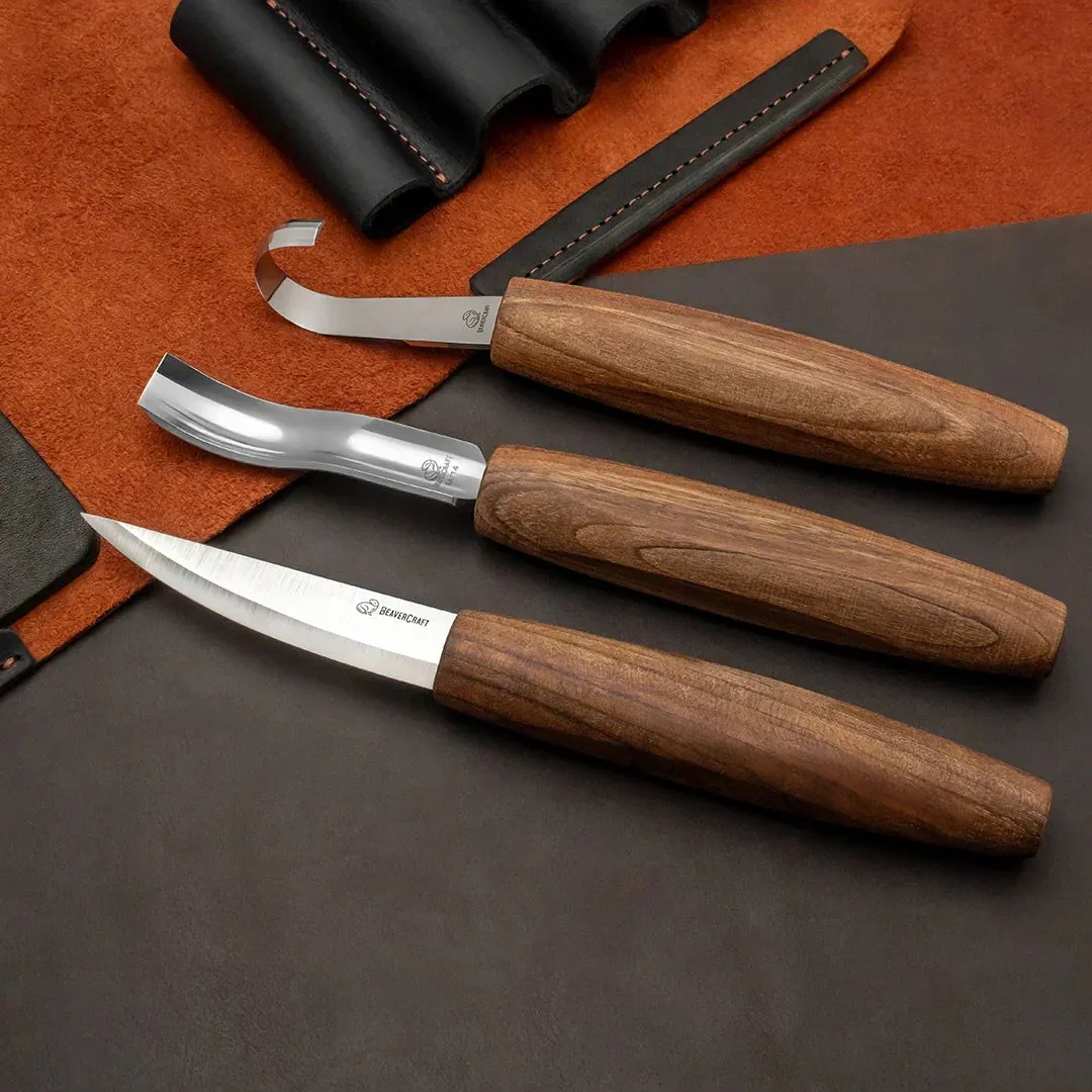 BeaverCraft Premium ske kuksa skæresæt 3 dele valnød