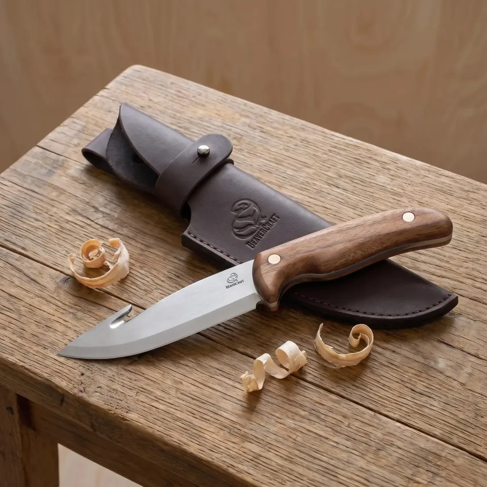 BeaverCraft GTK1 jagtkniv gut hook valnød