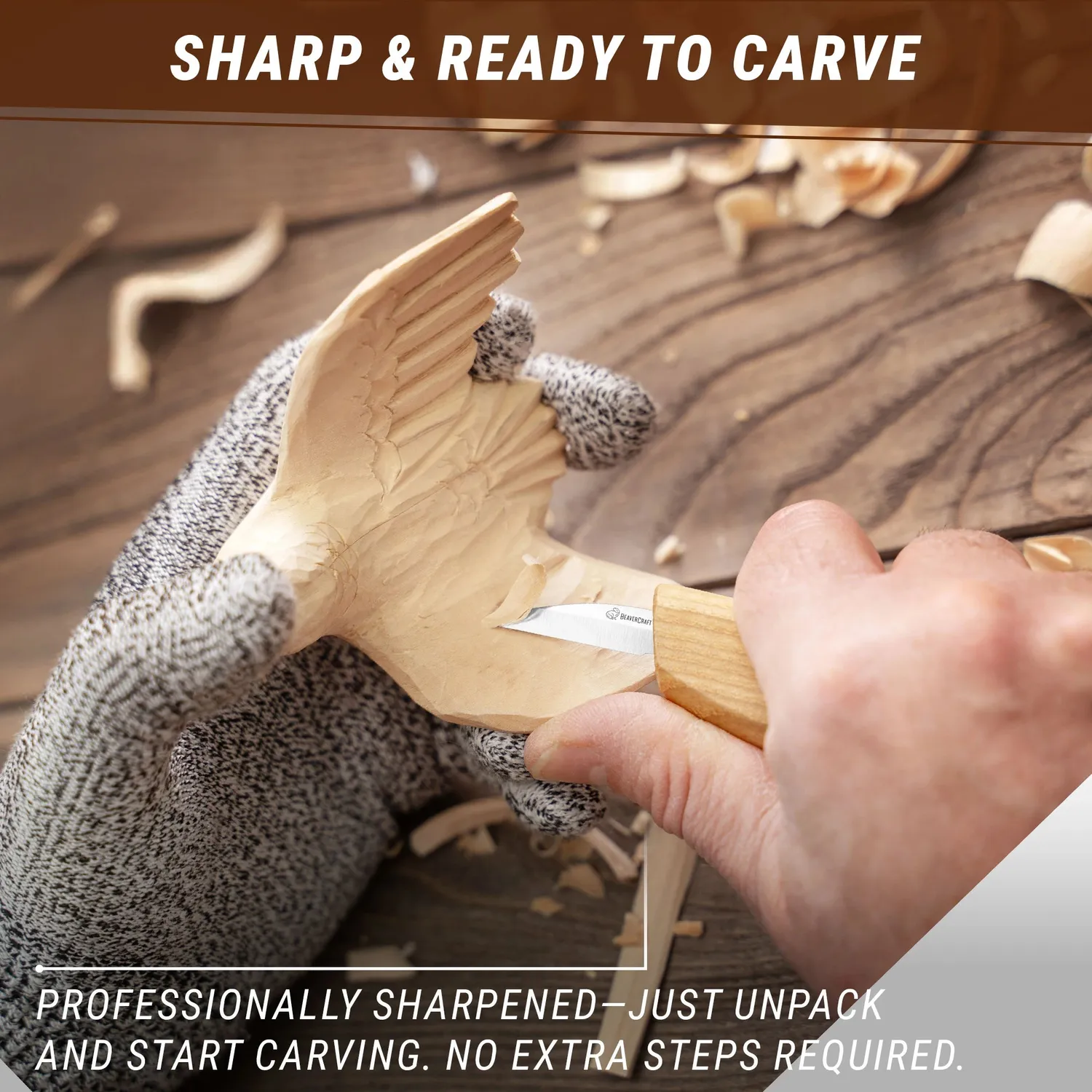 BeaverCraft C15 detaljekniv fin spids ask