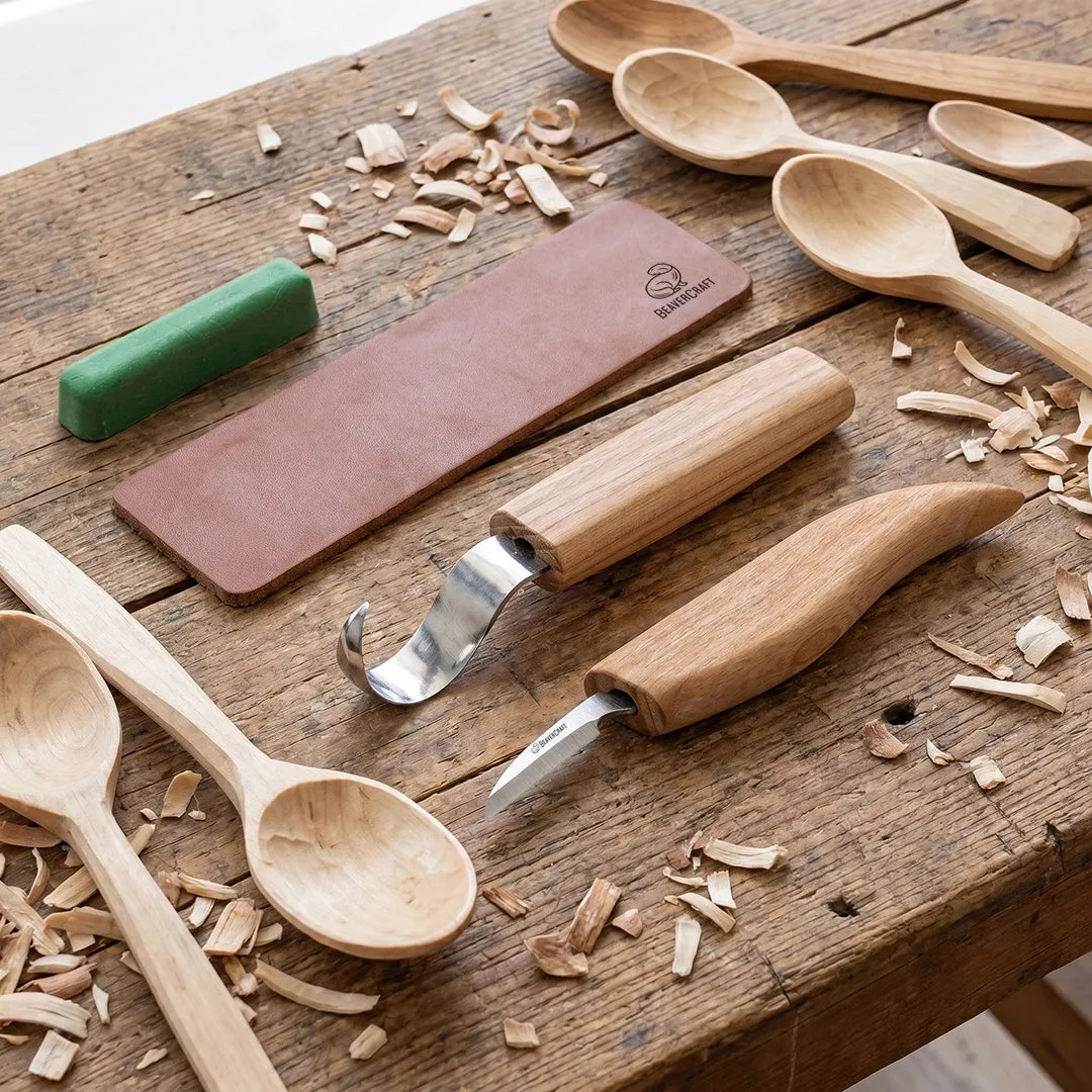 BeaverCraft S02 ske-sæt 2 dele detalje 20°