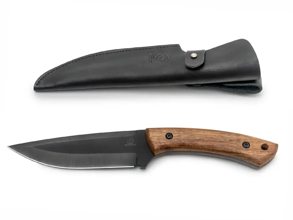BeaverCraft HGK1 jagtkniv valnød med læderskede