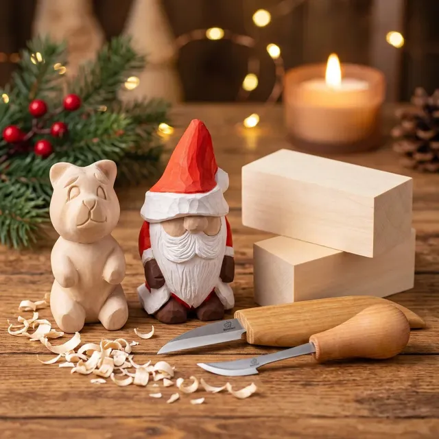 BeaverCraft Christmas julesnittesæt nisse og bjørn