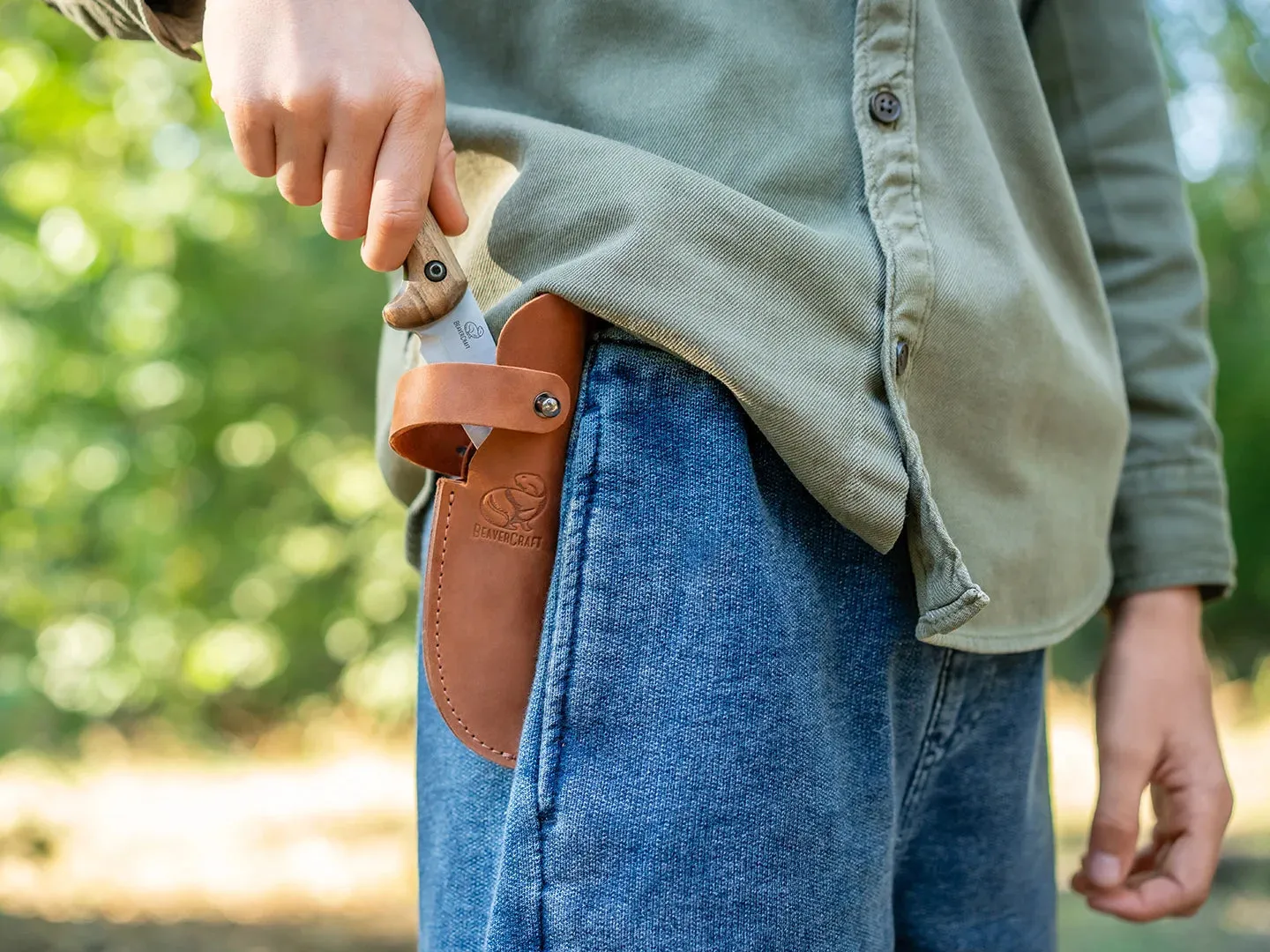 BeaverCraft Kids Bushcraft børnekniv højrehåndet rund spids
