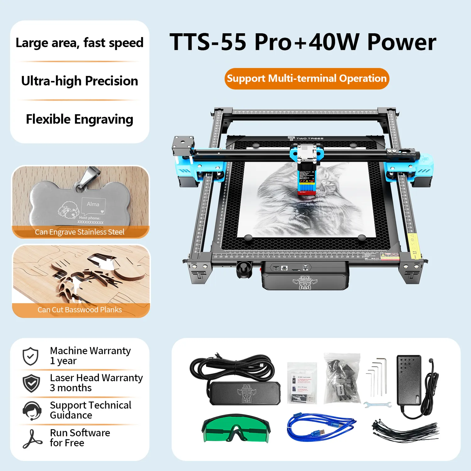 TWO TREES TTS-55 Pro lasergraver 5,5W EU stik