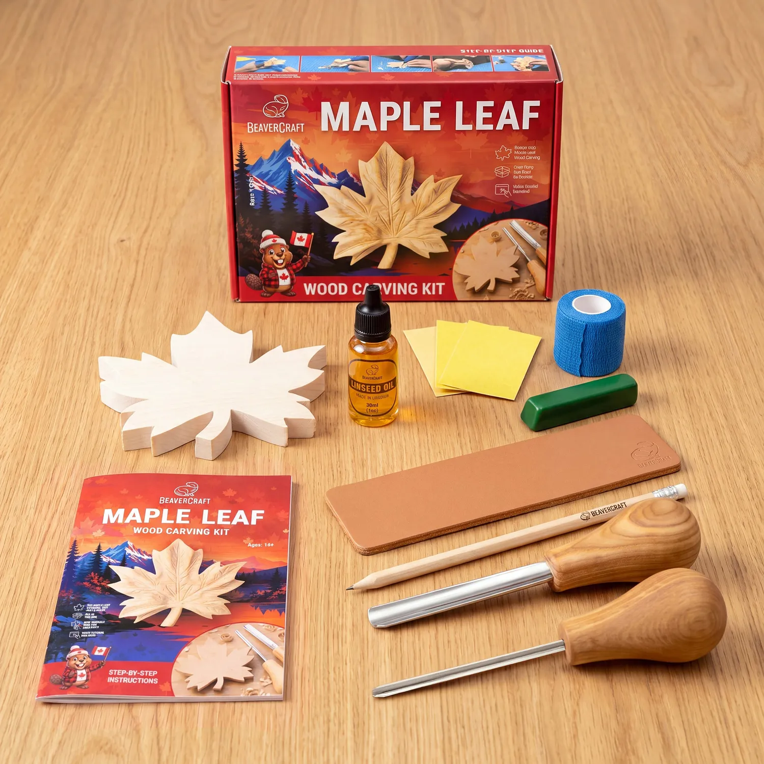 BeaverCraft Maple Leaf snittesæt ahornblad relief