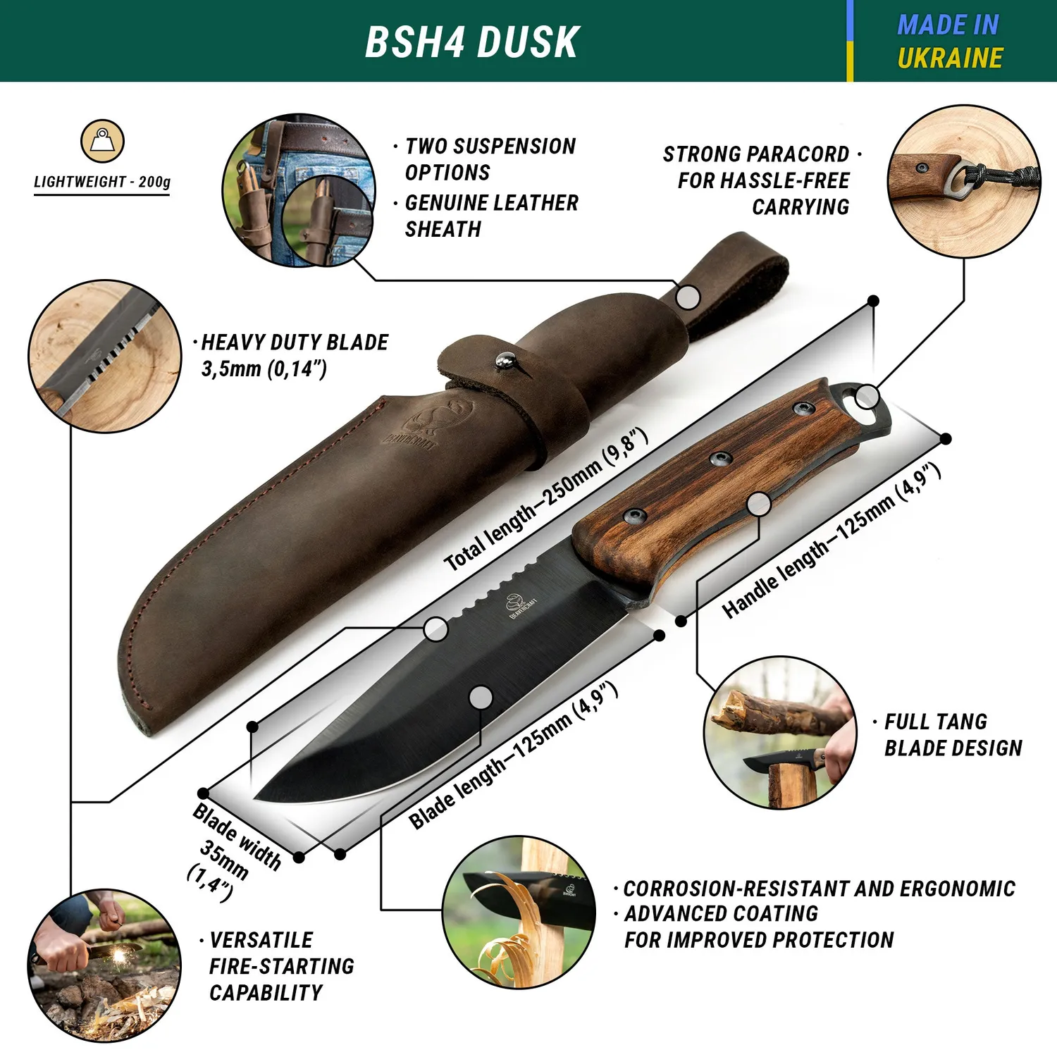 BeaverCraft BSH-X bushcraftknivsæt 3 stk kulstofstål
