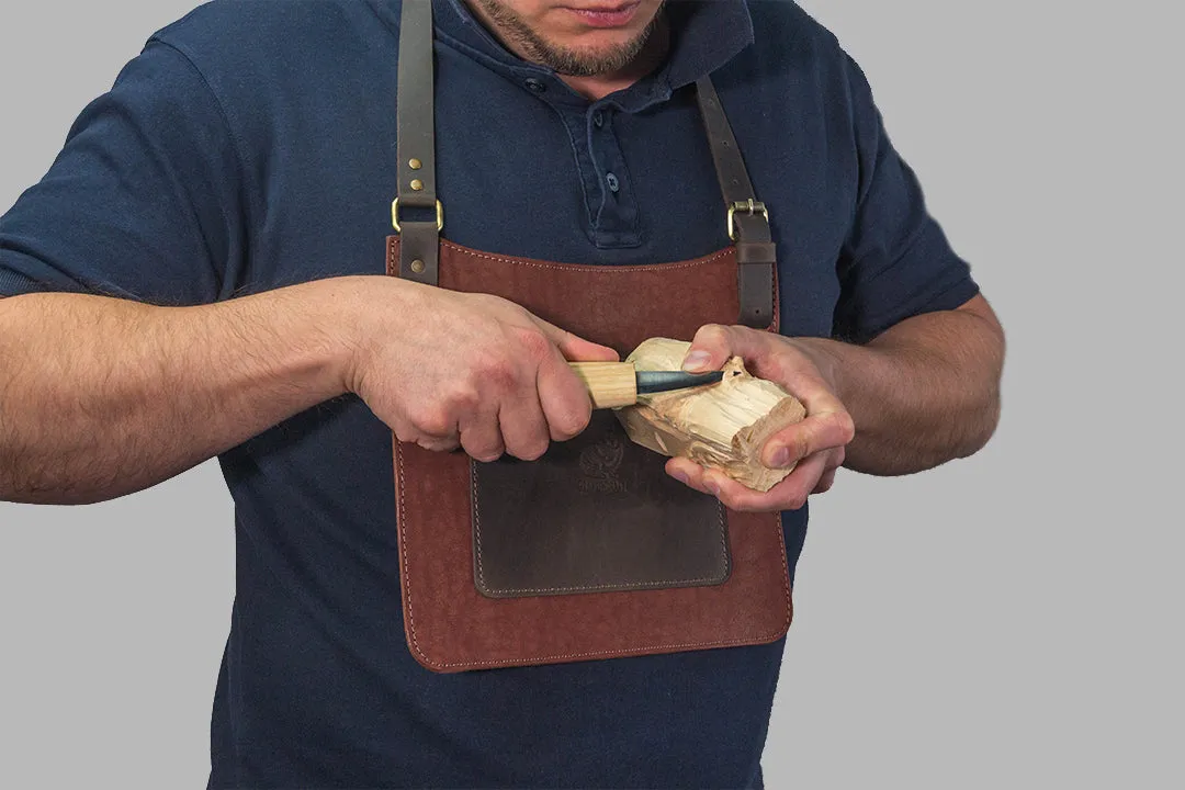 BeaverCraft AP5 snitteforklæde læder 22x24 cm brun