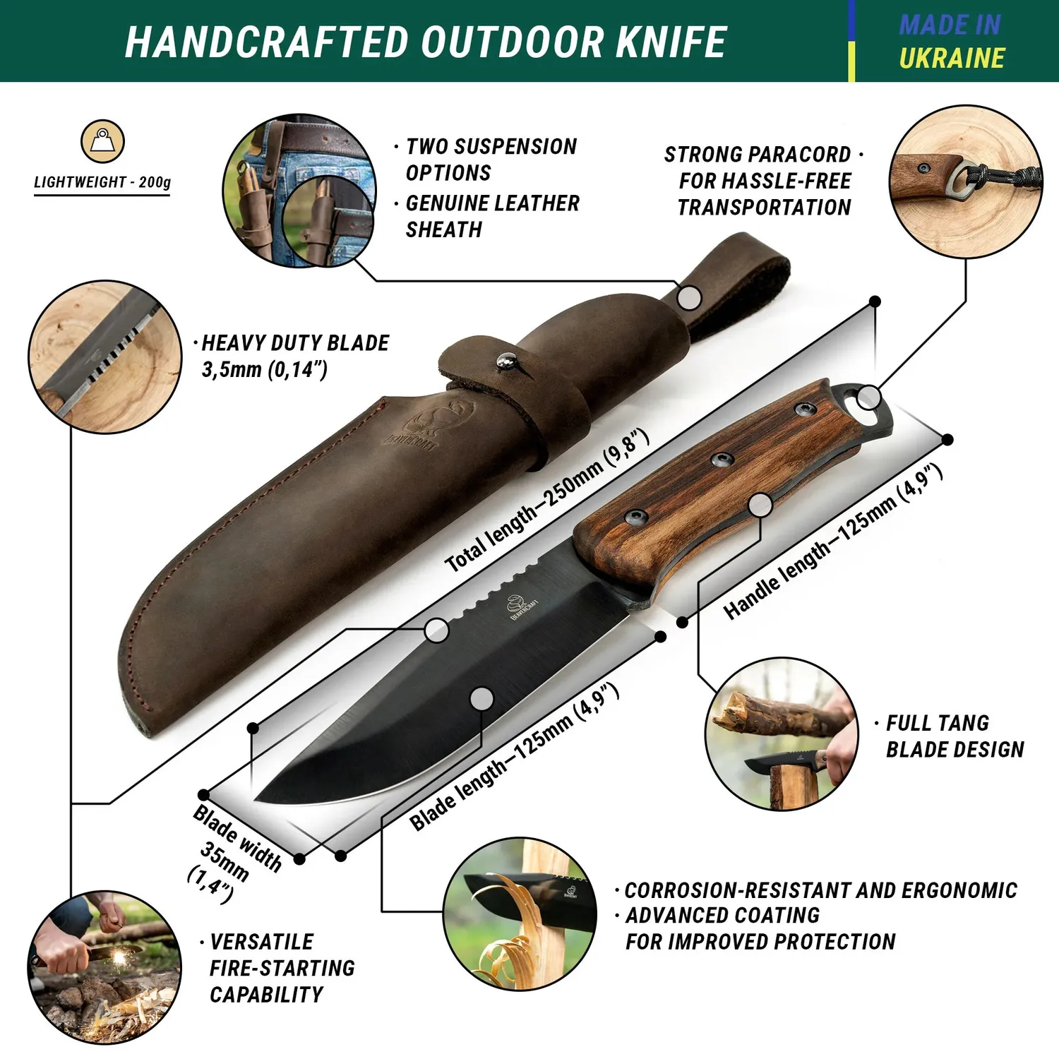 BeaverCraft bushcraft knivsæt 3 dele valnød