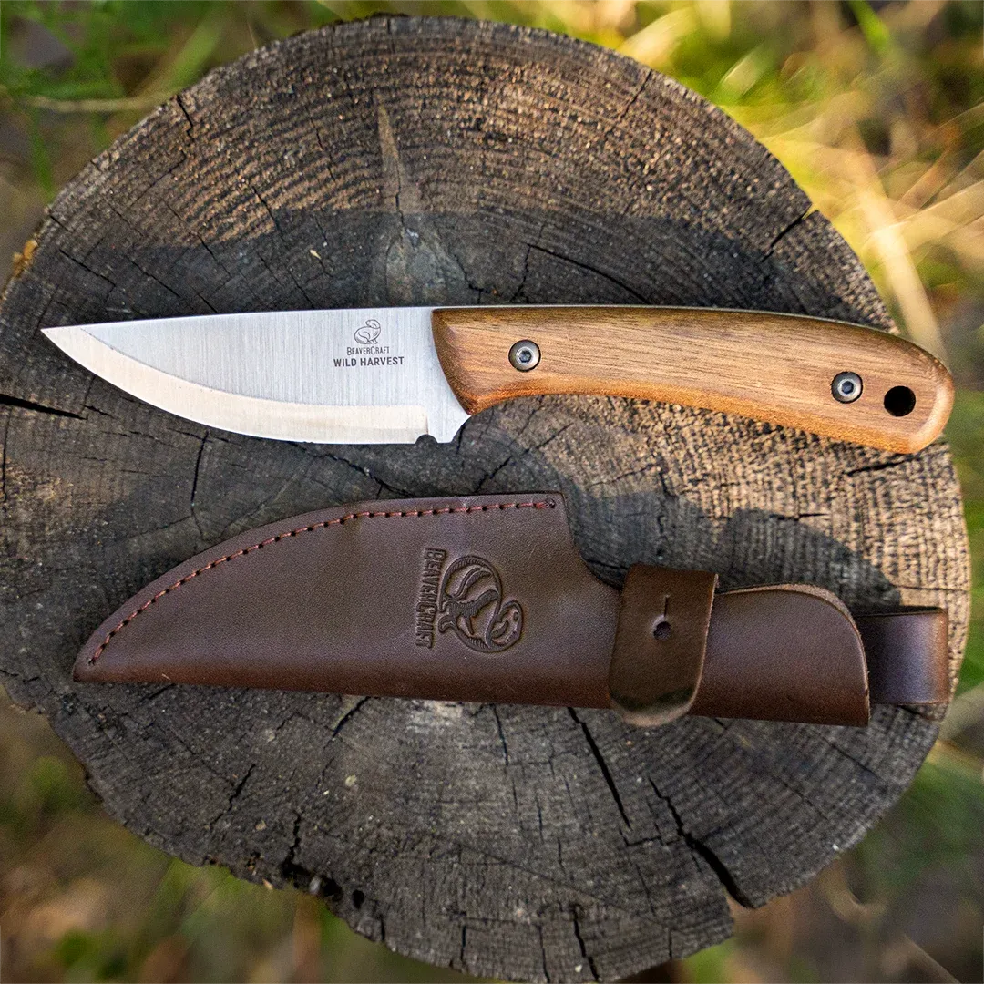 BeaverCraft BSH7 Wild Harvest bushcraftkniv læderskede