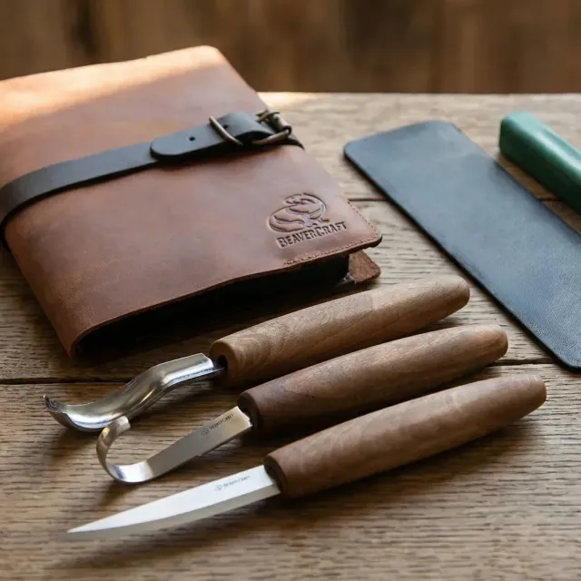 BeaverCraft Premium ske kuksa skæresæt 3 dele valnød