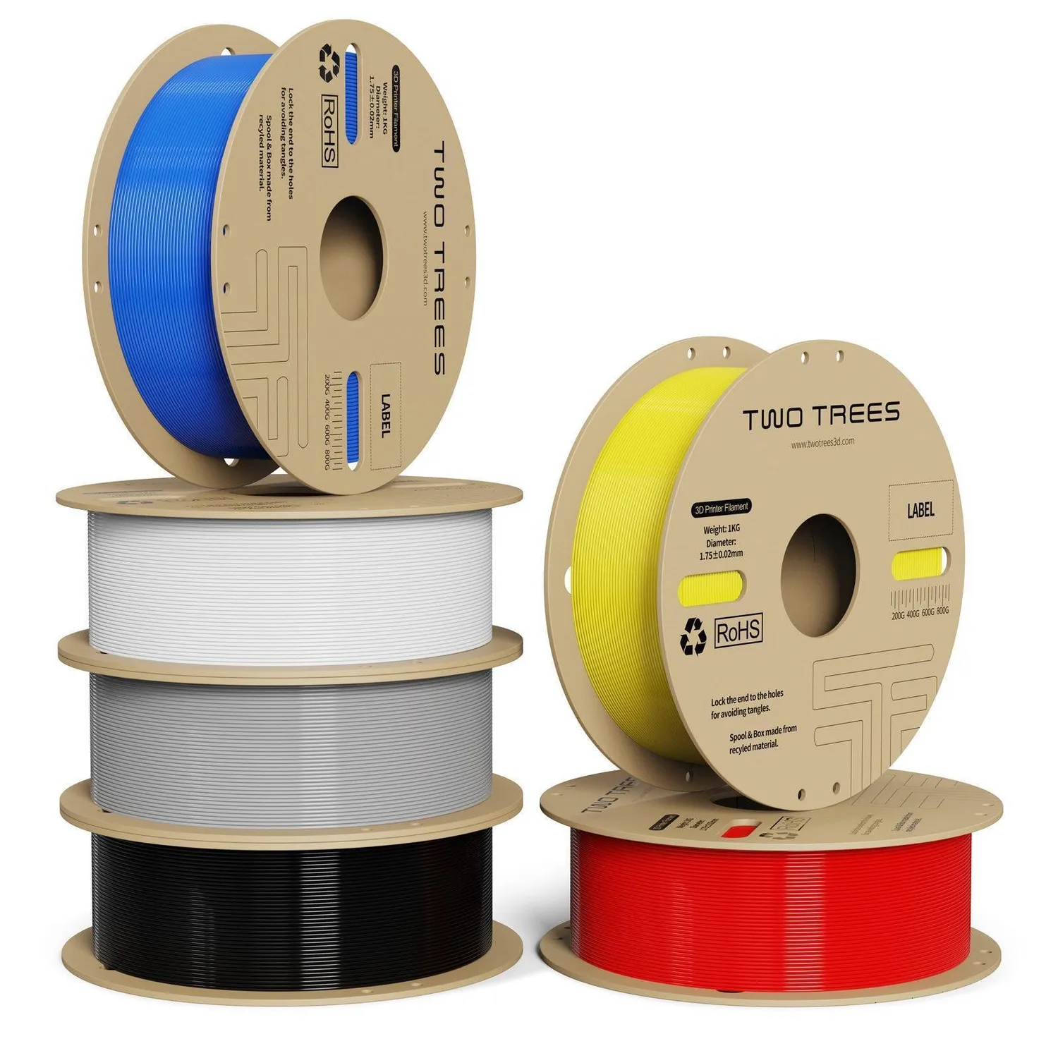TWO TREES High-Speed PLA filament 10 kg sort 600 mm/s