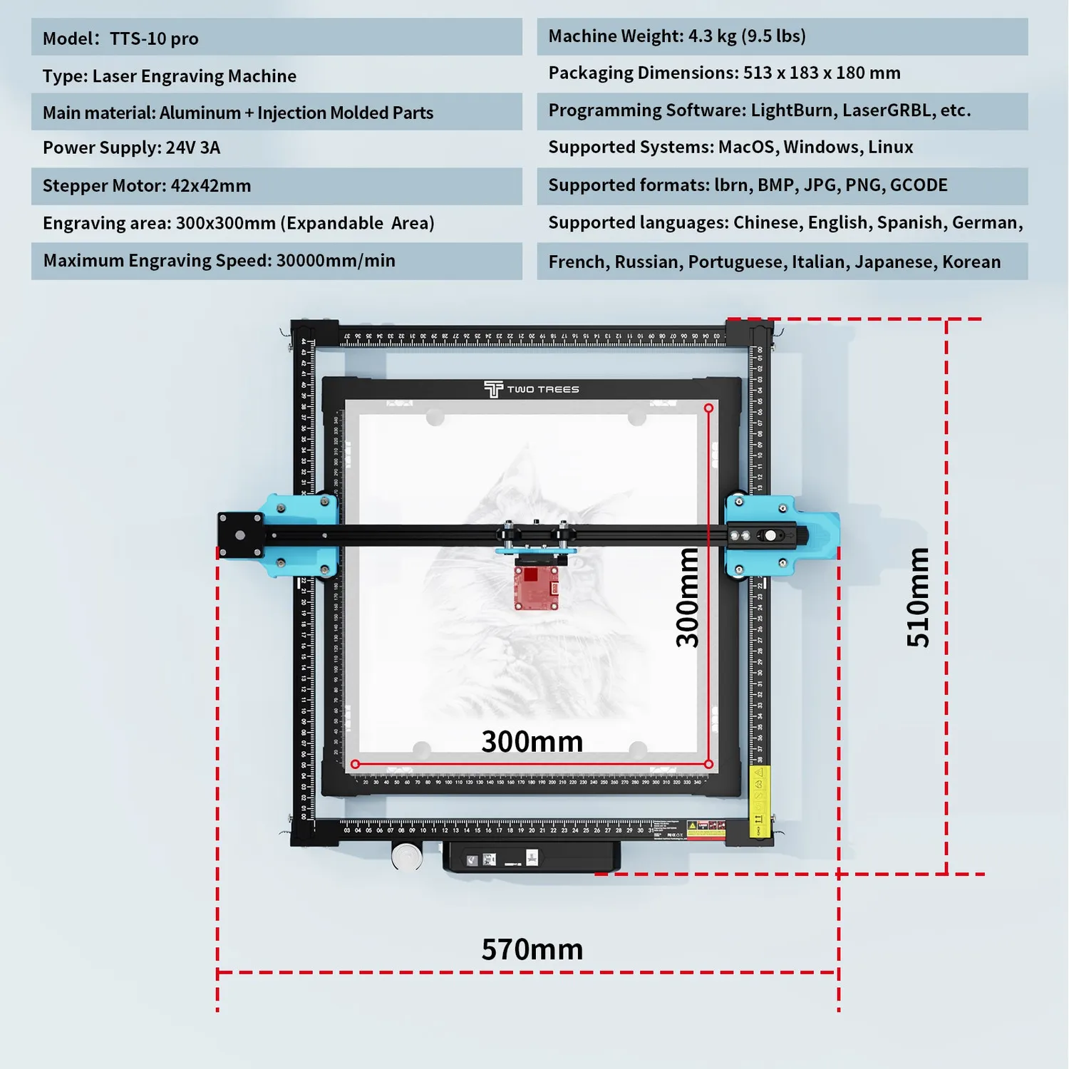 Two Trees TTS-10 Pro lasergraver 10W 300x300mm