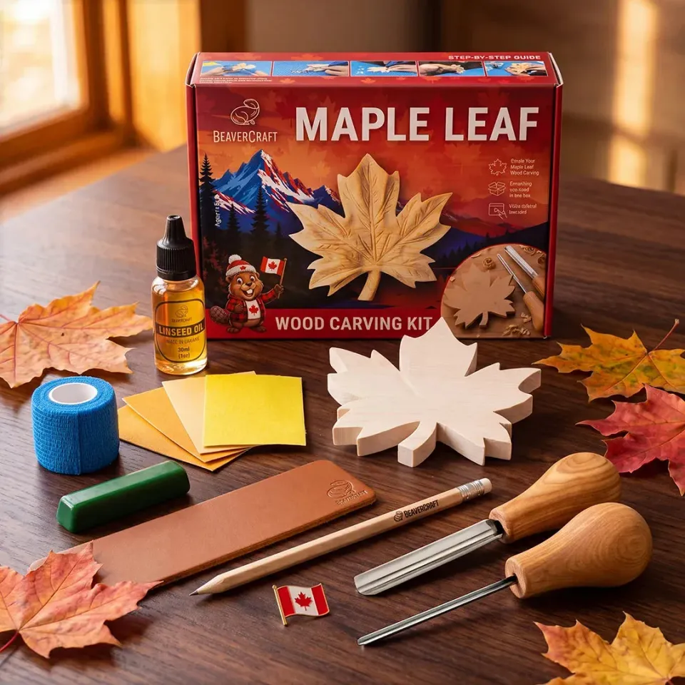 BeaverCraft Maple Leaf snittesæt ahornblad relief