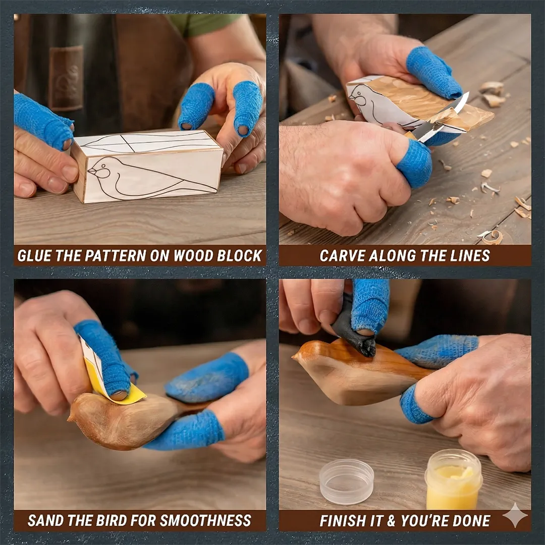 BeaverCraft DIY01 Comfort Bird snittesæt med handsker S