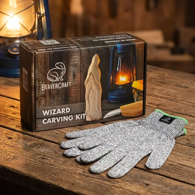 BeaverCraft DIY03 Wizard snittesæt m handsker S træ