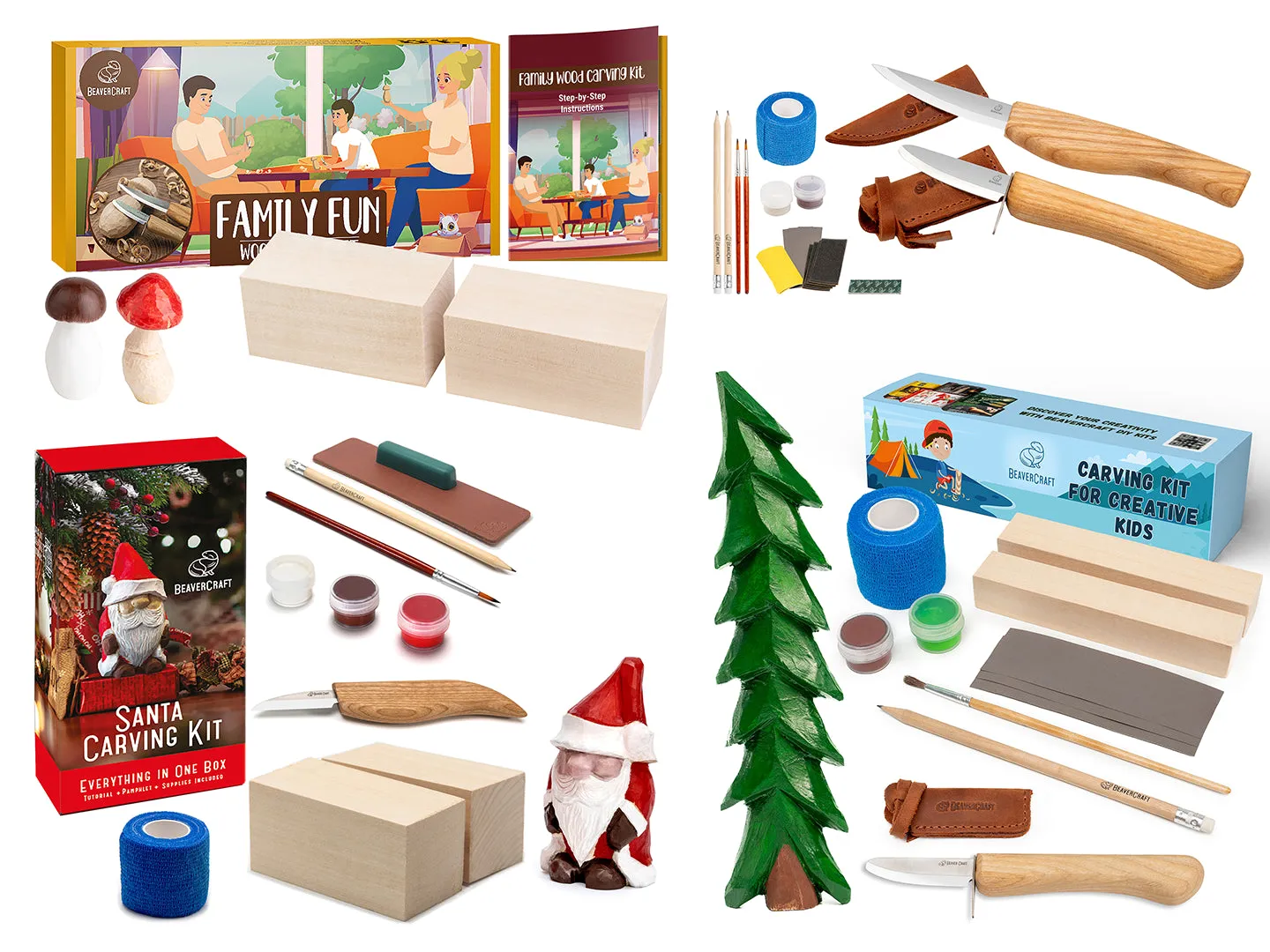 BeaverCraft Holiday Carving Trio snittesæt 3 sæt lindetræ