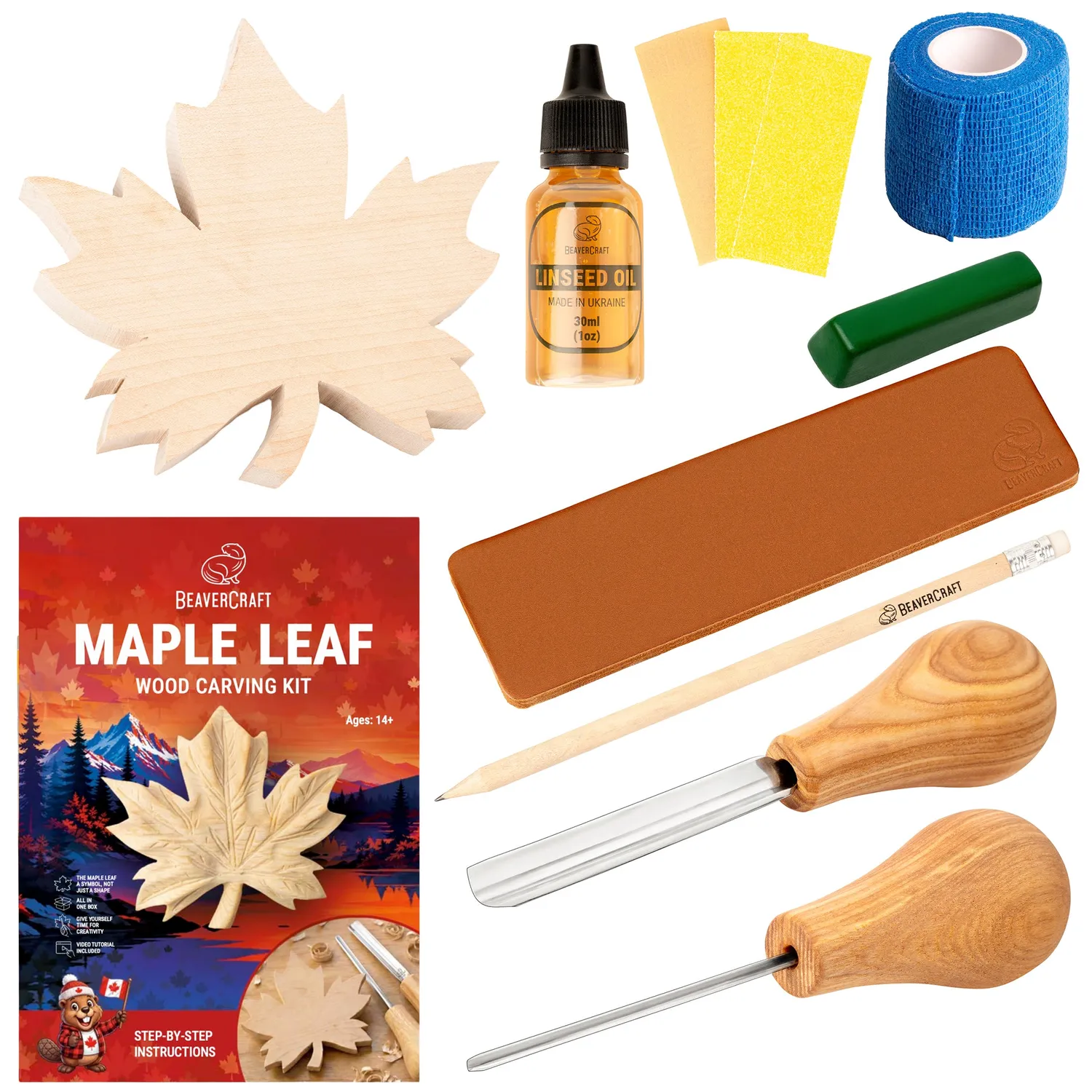 BeaverCraft Maple Leaf snittesæt ahornblad relief