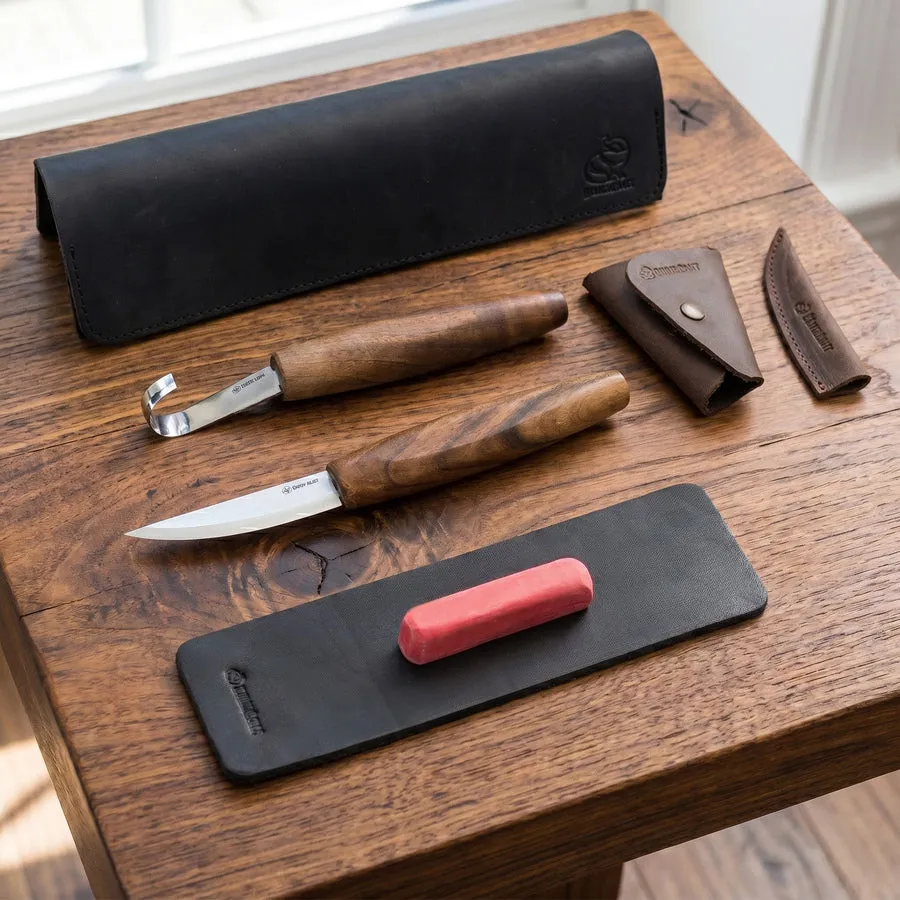 BeaverCraft S01X Black skesnittesæt 2 dele valnød