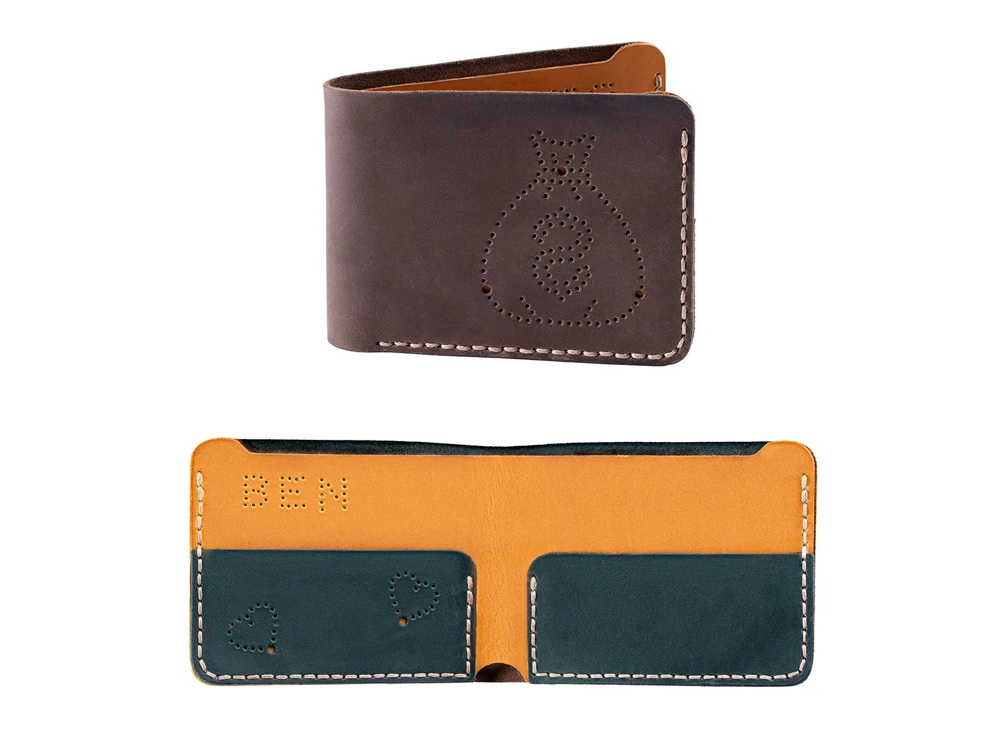 BeaverCraft Wallet lædersæt pung Forest Brown
