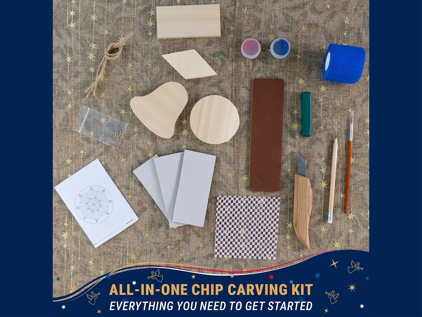 BeaverCraft julepynt chip carving snittesæt 3 emner