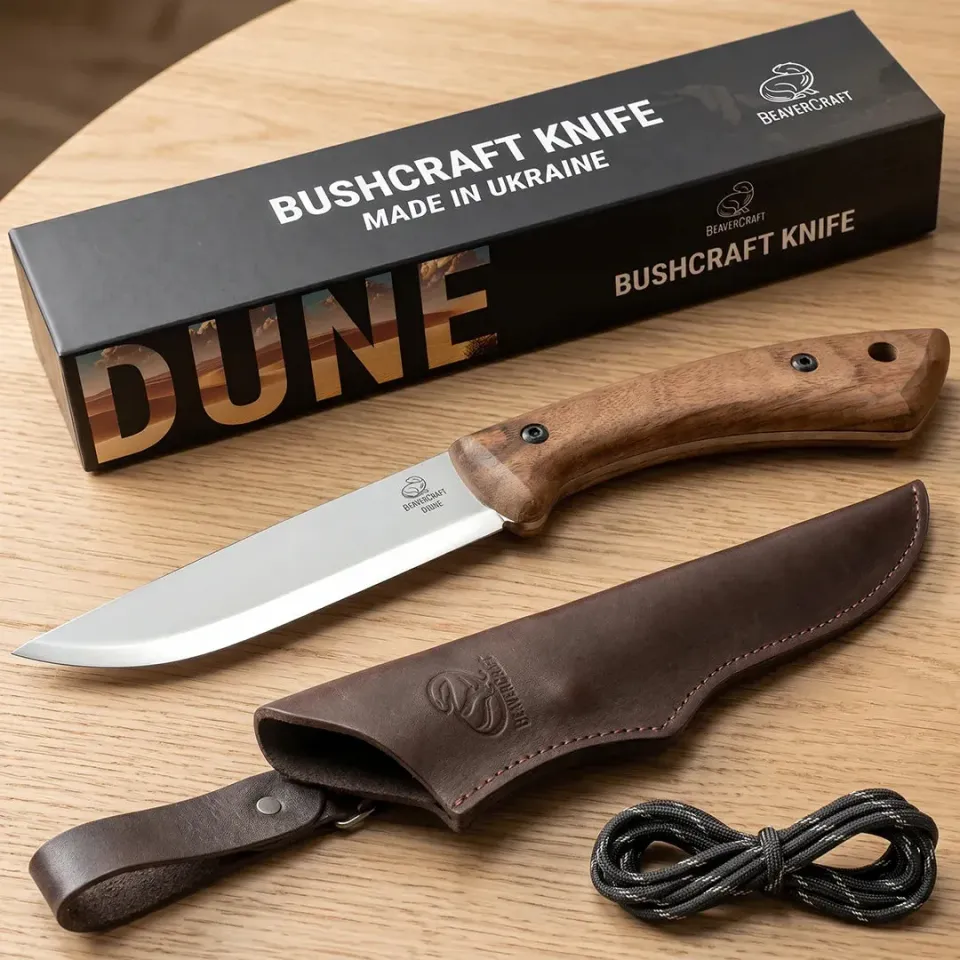 BeaverCraft BSH1 Dune bushcraftkniv højrehåndet valnød
