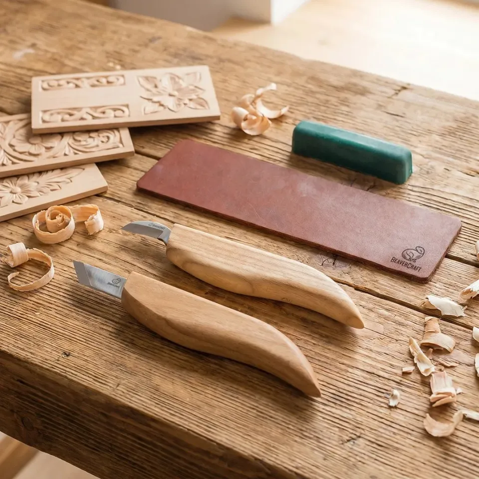 BeaverCraft Chip Carving Knivsæt 2 dele kulstofstål