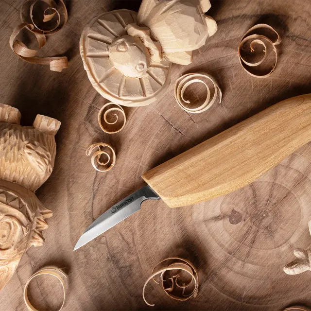 BeaverCraft C8 detaljekniv smal klinge askeskaft