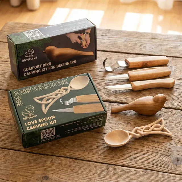 BeaverCraft DIY01 DIY04 snittesæt fugl og ske bundle