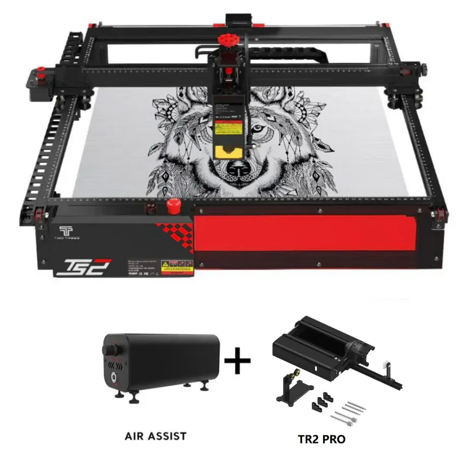 Two Trees TS2-20W lasergraver + rotary + air assist