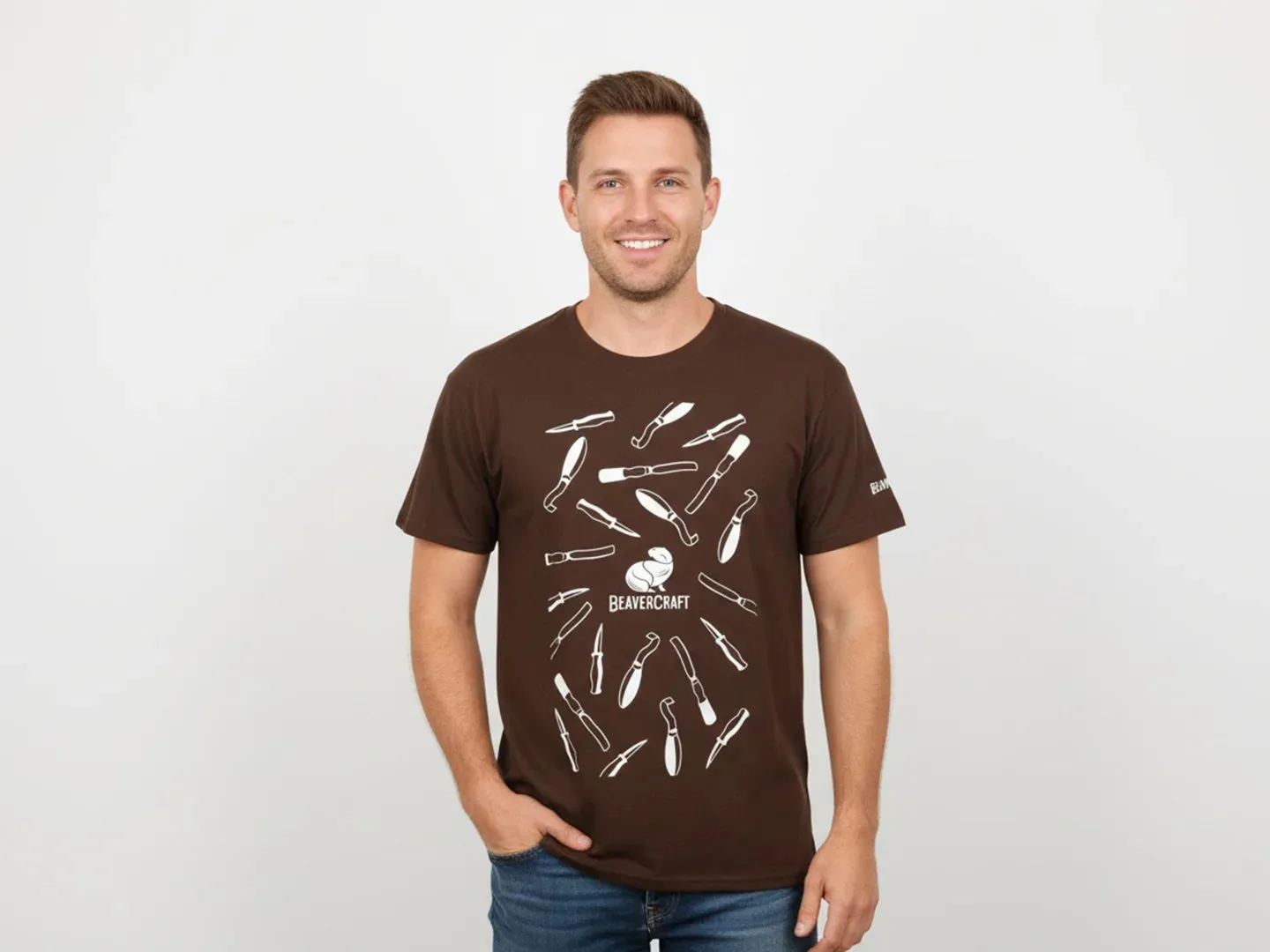 BeaverCraft T-shirt herrer brun 100% bomuld