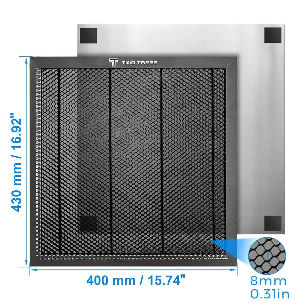 TWO TREES honeycomb laserbord 400x400 mm aluminium