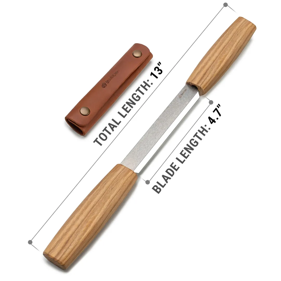 BeaverCraft trækkniv med læderskede kulstofstål