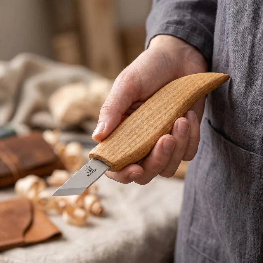 BeaverCraft C12 chipcarvingkniv skrå klinge dybe snit