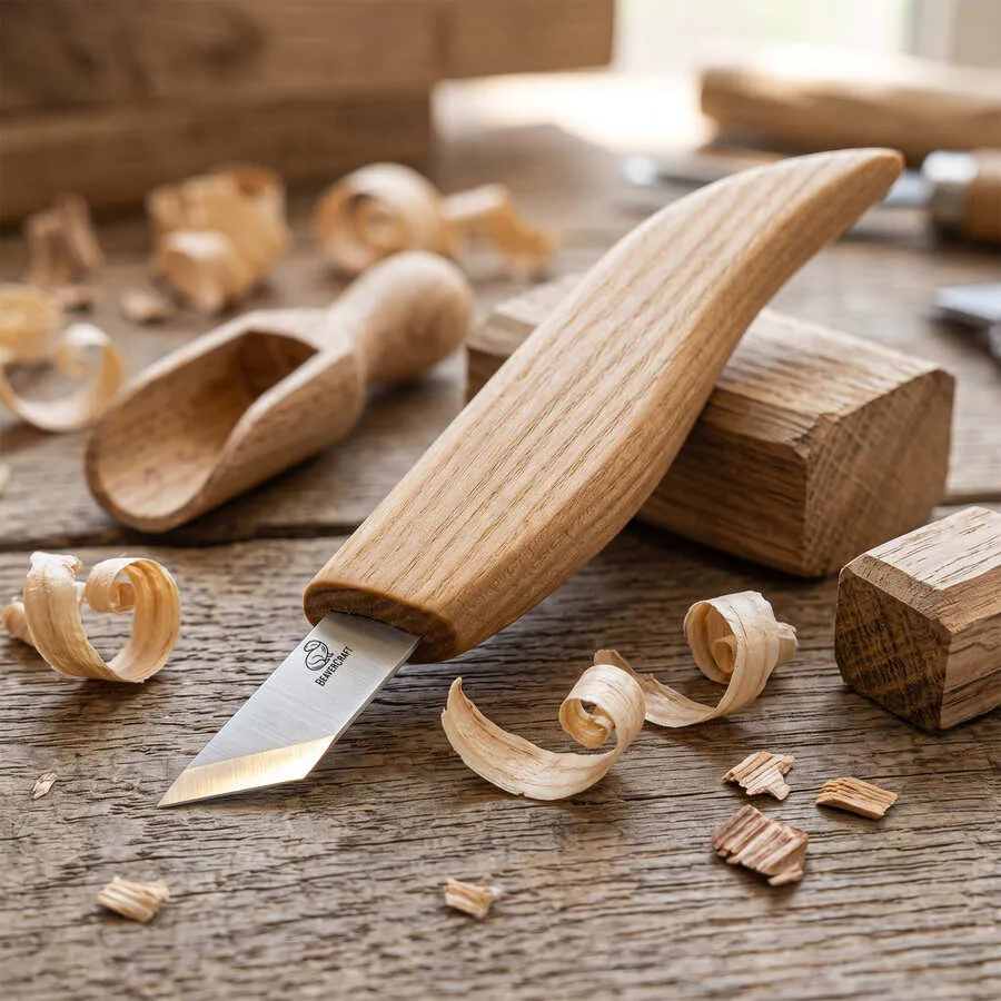 BeaverCraft C12 chipcarvingkniv skrå klinge dybe snit