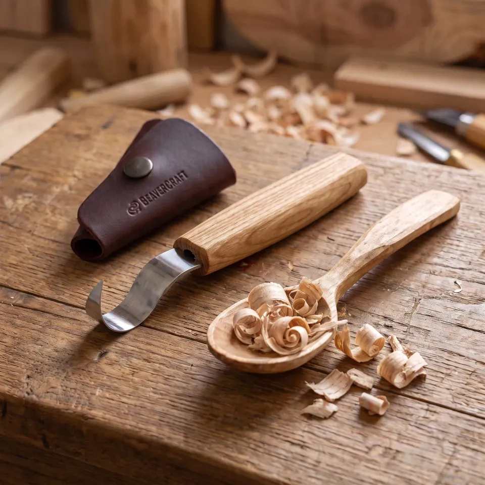 BeaverCraft SK1S krogkniv 25 mm med læderskede