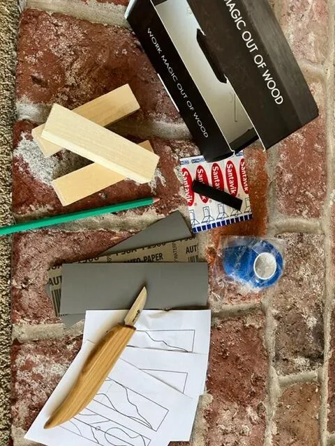 BeaverCraft DIY03 Wizard snittesæt med kniv 3 klodser